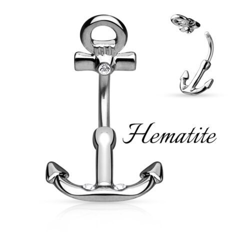 Anchor Belly Ring with Triple Gems - Image 3