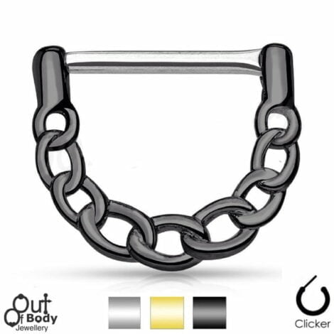 316L Steel Nipple Clicker with Linked Chain Design