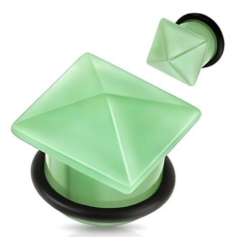 Organic Stone Pyramid Semi Precious Aventurine Plug Pairs W/ O Ring