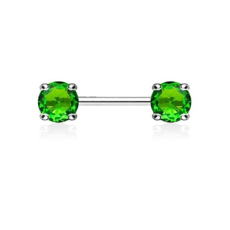 Front Facing 7mm Prong Set Round CZ Nipple Ring - Image 13