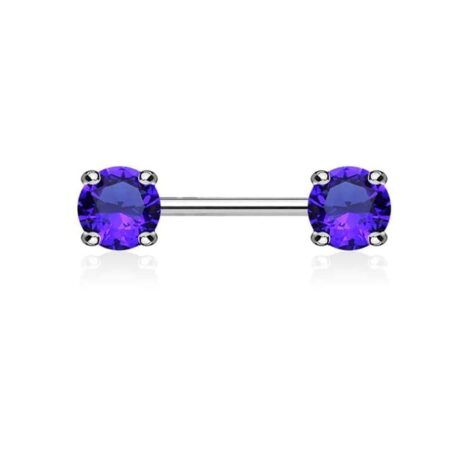 Front Facing 7mm Prong Set Round CZ Nipple Ring - Image 11