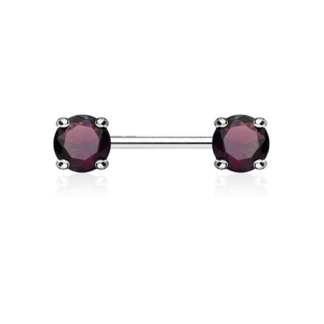 Front Facing 7mm Prong Set Round CZ Nipple Ring - Image 10