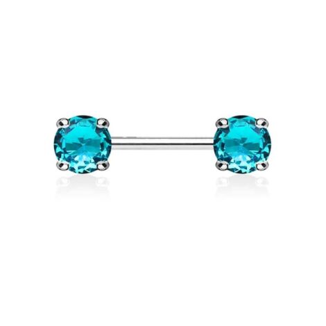 Front Facing 5mm Prong Set Round CZ Nipple Ring Barbell - Image 9
