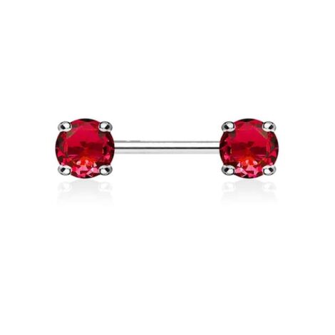 Front Facing 7mm Prong Set Round CZ Nipple Ring - Image 8