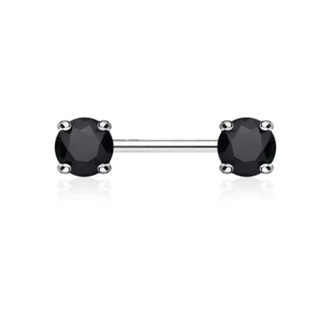 Front Facing 7mm Prong Set Round CZ Nipple Ring - Image 6