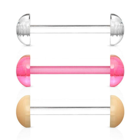 Acrylic Retainer with Half Balls Flexible Tongue Nipple Barbell - Image 1