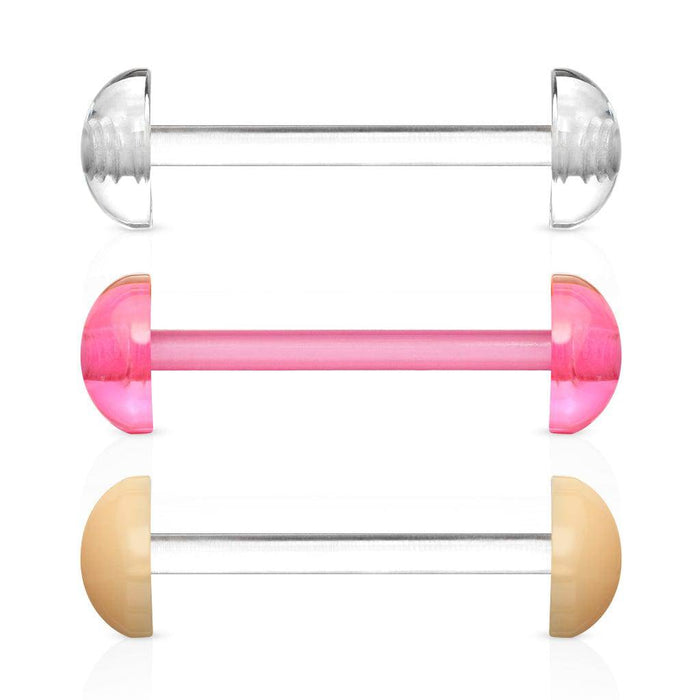 Acrylic Retainer with Half Balls Flexible Tongue Nipple Barbell