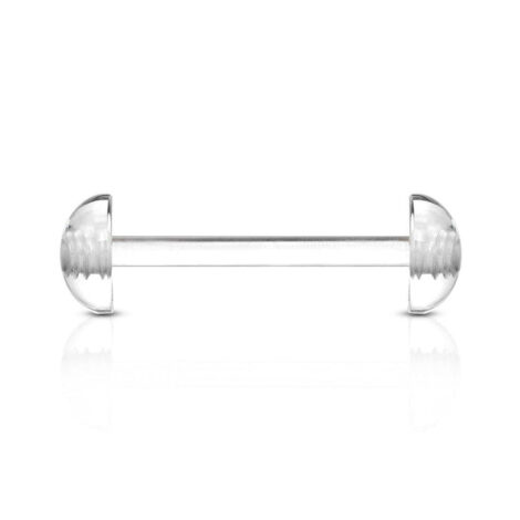 Acrylic Retainer with Half Balls Flexible Tongue Nipple Barbell - Image 2