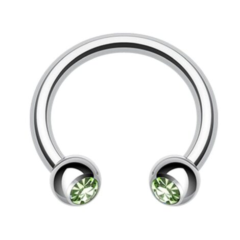 316L Steel Horseshoe Circular Barbell W/ CZ Press Fit Gem Ball - Image 11