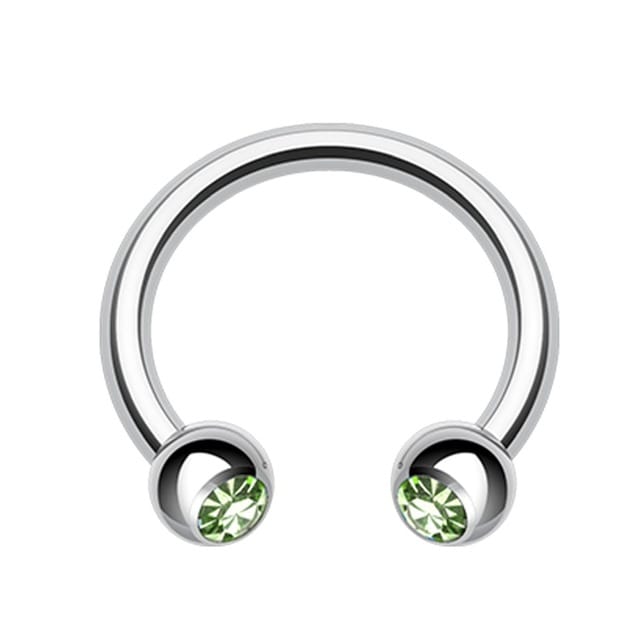 316L Steel Horseshoe Circular Barbell W/ CZ Press Fit Gem Ball