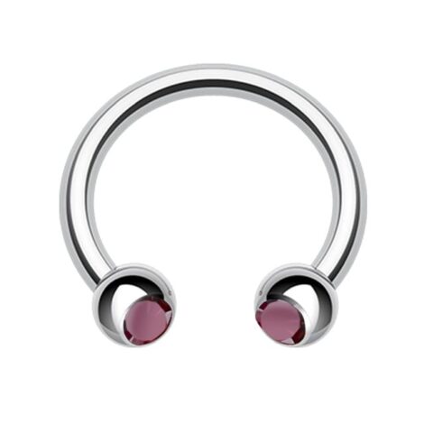 316L Steel Horseshoe Circular Barbell W/ CZ Press Fit Gem Ball - Image 13