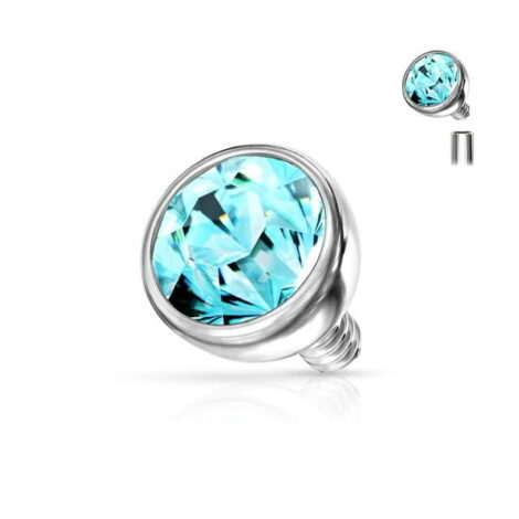 Press Fit Round Coloured Gem Dermal Ball Top 316L Surgical Steel - Image 2