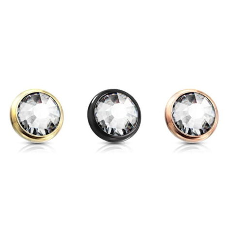 Flat Gem Bezel Set Disc Top Spare/ Dermal 14GA Internally Threaded in IP Titanium - Image 5