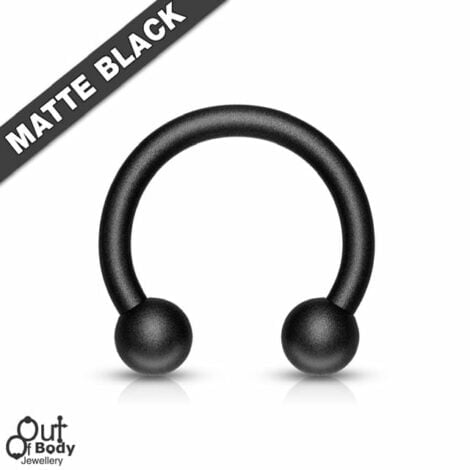 Horseshoe/ Circular Barbell in IP Matte Black with Balls