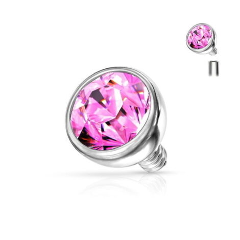 Press Fit Round Coloured Gem Dermal Ball Top 316L Surgical Steel - Image 4