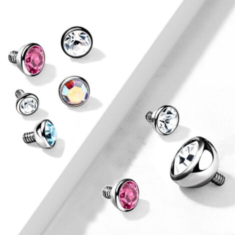 Press Fit Round Coloured Gem Dermal Ball Top 316L Surgical Steel - Image 3
