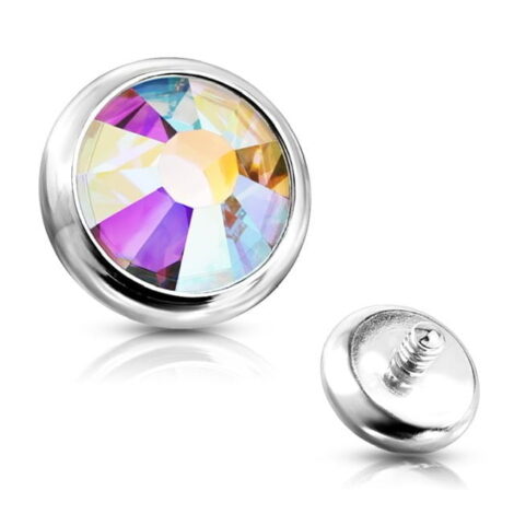 Flat Gem Bezel Set Disc Top Spare/ Dermal 14GA Internally Threaded - Image 8