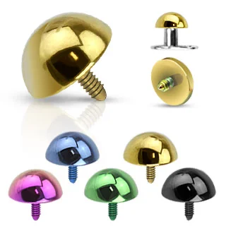 Half Ball Dermal or Spare Tops Internally Threaded With IP Colours