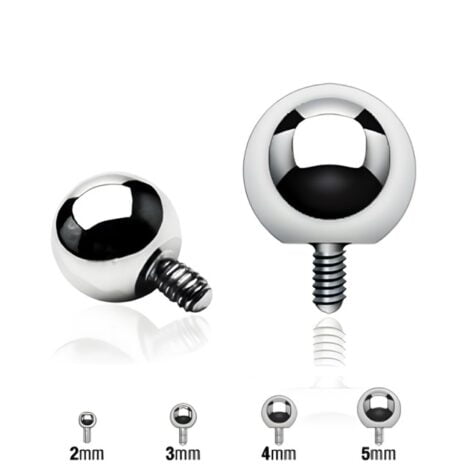 Ball Tops Spares or Dermals 14GA Internally Threaded In 316L Surgical Steel
