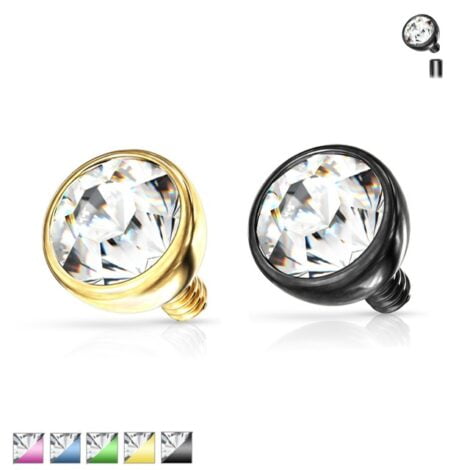 Gem Ball Dermal Top 14GA Internally Threaded w/ Colourful Titanium IP
