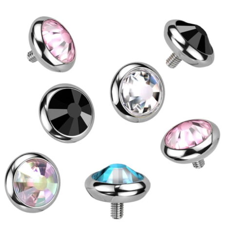 Flat Gem Bezel Set Disc Top Spare/ Dermal 14GA Internally Threaded - Image 4