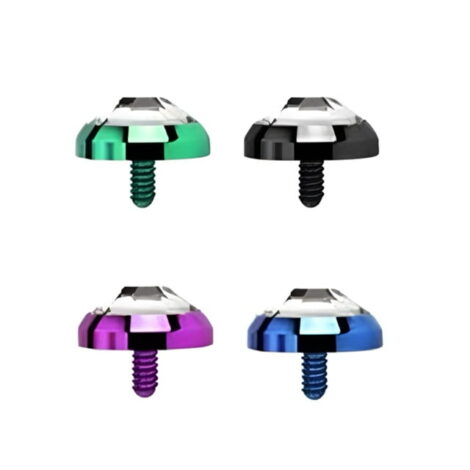 Flat Gem Bezel Set Disc Top Spare/ Dermal 14GA Internally Threaded in IP Titanium - Image 3