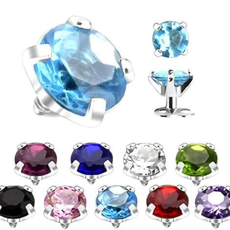 Round Prong Set Gem Top Spare or Dermal 14GA Internally Threaded
