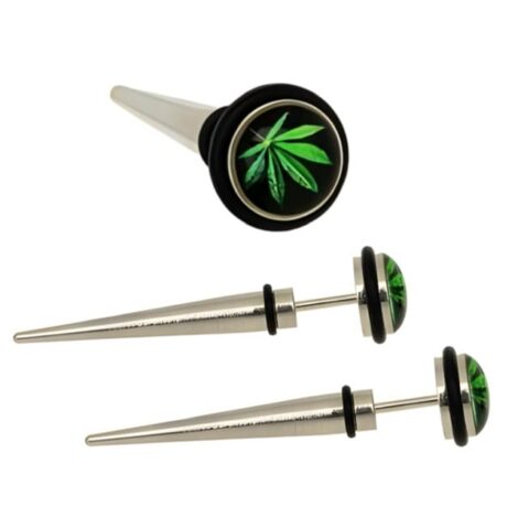 Fake Steel Taper Pairs Black Top with Green Leaf and O-Ring - Image 1