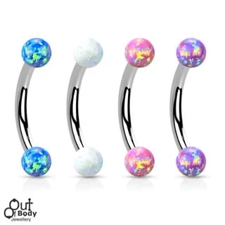 Opal Ball Curved Barbell Internally Threaded for Eyebrow Daith Rook
