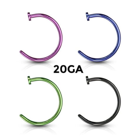 Hoop Nose Open Ring With Flat End in IP Colours - Image 2
