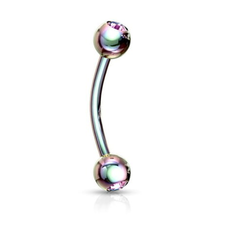 316L Steel Curved Barbell Rook Eyebrow IP Titanium Colours w CZ Ball - Image 5