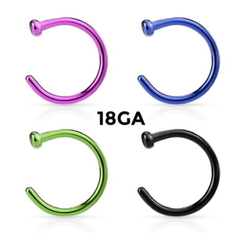 Hoop Nose Open Ring With Flat End in IP Colours - Image 3