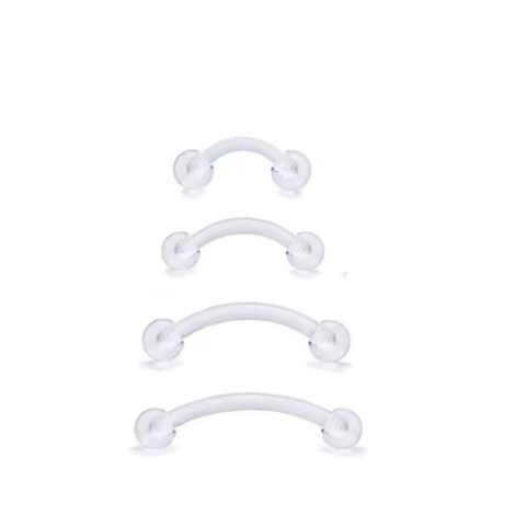Bioplast Curved Clear Hider Barbell Eyebrow Lip with Balls - Image 2