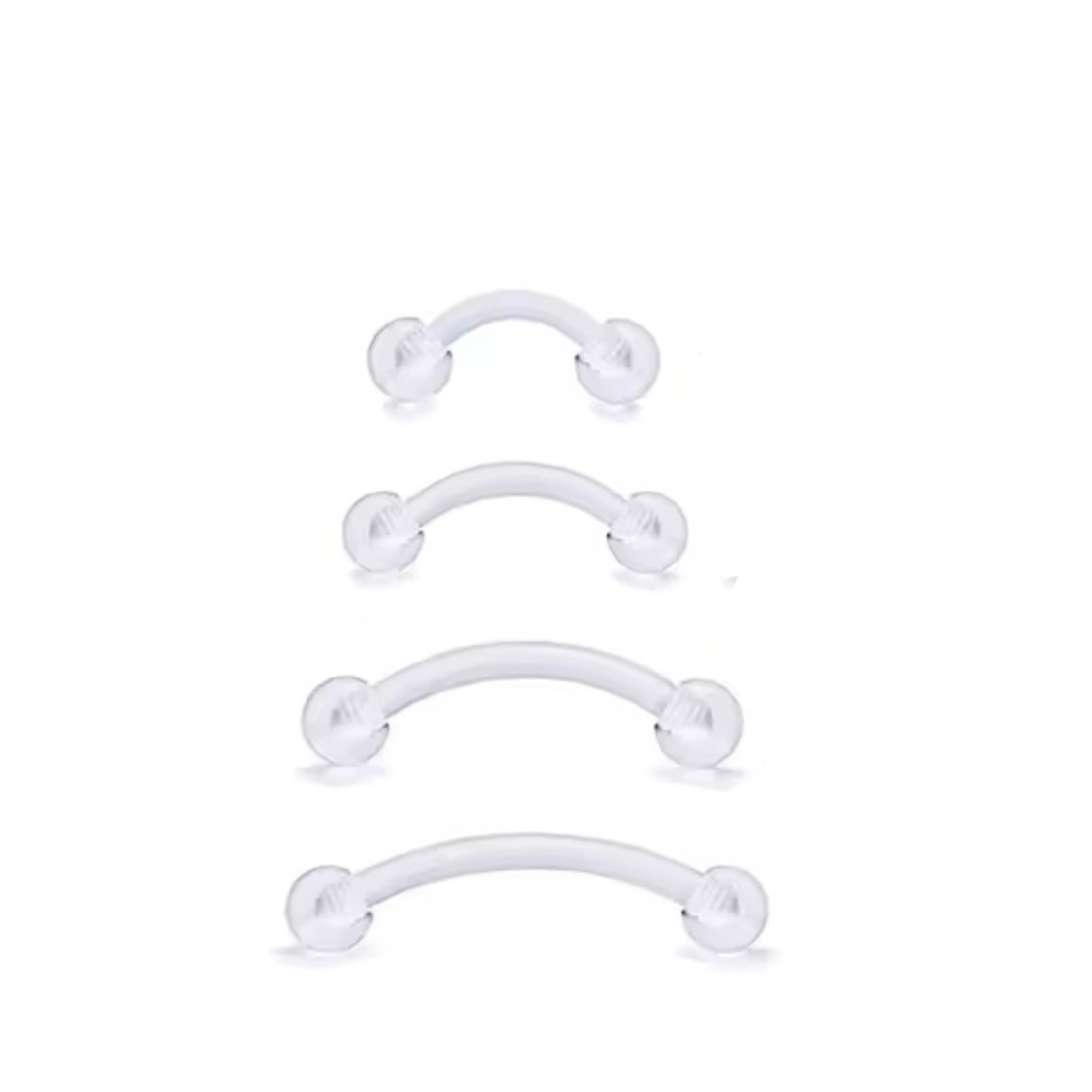Bioplast Curved Clear Hider Barbell Eyebrow Lip with Balls - Image 2