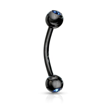 316L Steel Curved Barbell Rook Eyebrow IP Titanium Colours w CZ Ball - Image 6