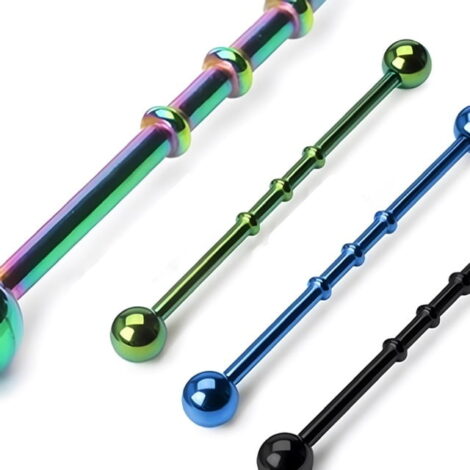 Triple Notched Industrial Barbell in IP Colours - Image 1