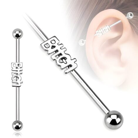 Industrial Barbell with Bitch in 316L Surgical Steel