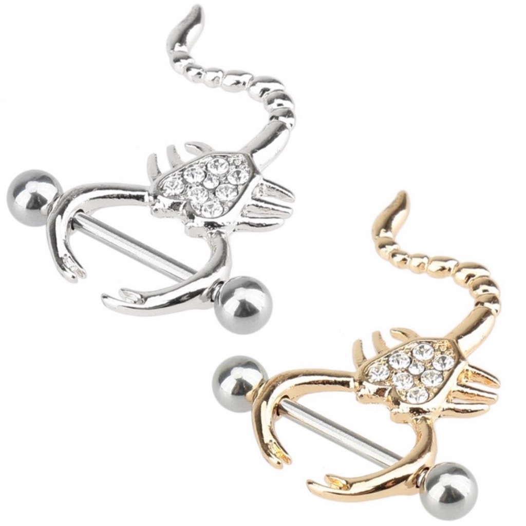 Scorpion Crystal Pave Huggy Nipple Shield Ring Pairs