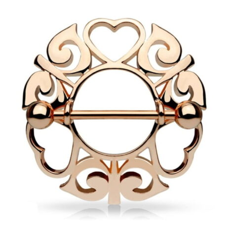 Filigree Tribal Nipple Ring Shield Pairs with Hearts and Swirls - Image 3