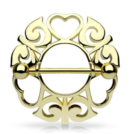 Filigree Tribal Nipple Ring Shield Pairs with Hearts and Swirls - Image 5