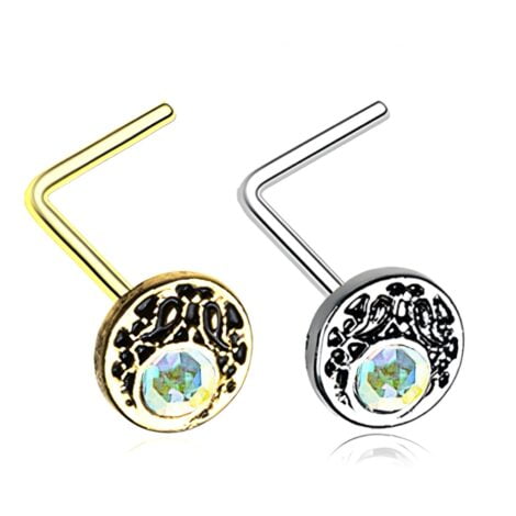 Legend Crescent With AB CZ Sparkle L Bend Nose Ring