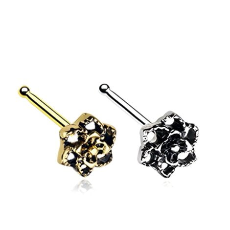 Pretty Looped Camellia Flower Nose Stud Bone
