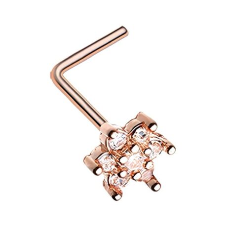 Spring Sparkle Flower With Prong CZ, L Bend Nose Ring - Image 3