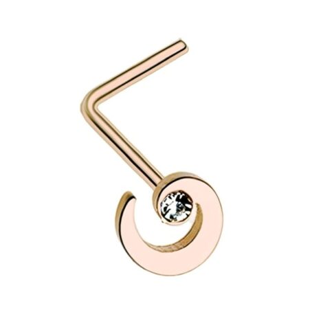 Spiral with Sparkle CZ L Bend Nose Ring - Image 2