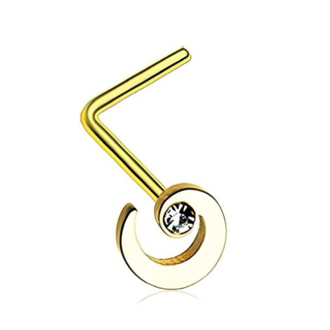 Spiral with Sparkle CZ L Bend Nose Ring - Image 3