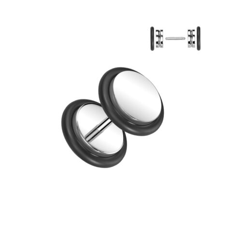 Fake Cheater Plug Pairs 316L Surgical Steel With 2 Black O-Rings - Image 2