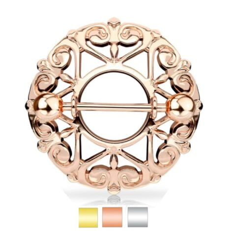 Filigree Tribal Nipple Ring Shield Pairs with Star Center