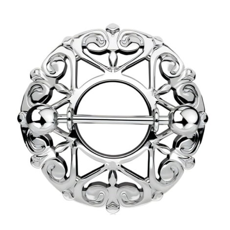 Filigree Tribal Nipple Ring Shield Pairs with Star Center - Image 2