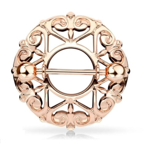 Filigree Tribal Nipple Ring Shield Pairs with Star Center - Image 4