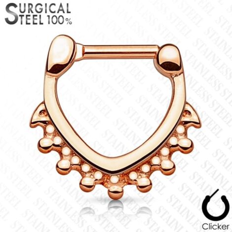 Septum Daith Straight Clicker All 316L Surgical Steel Beaded Triangle - Image 3